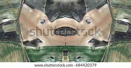 Tribute to Picasso, two elephants,Abstract Symmetrical Photographs of Spain fields from the air ,artistic representation of human labor camps bird's eye view,  abstract  surreal, expressionist
