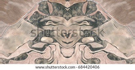 Mom rabbit in her burrow with rabbits,Abstract Symmetrical Photographs of Spain fields from the air ,artistic representation of human labor camps bird's eye view,  abstract  surreal, expressionist 
