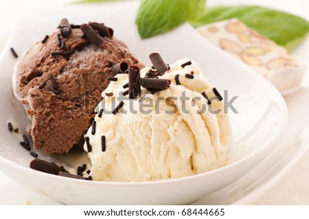 Chocolate and Vanilla Ice Cream Royalty-Free Stock Photo #68444665