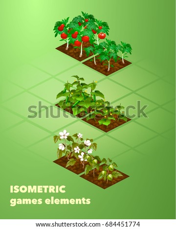 Isometric  set stage of growth plant. Cartoon farming fields. Isolated vector illustration for Web, mobile game, mobile application.
 Royalty-Free Stock Photo #684451774