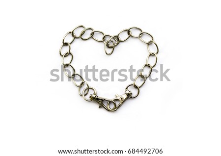 Stainless steel chain isolated on white background.