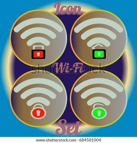 Icon set with locked and unclocked WI-FI.