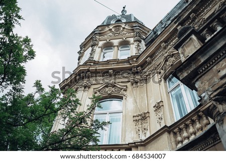 Look from below at an old Austrian house