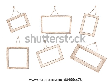 Set of hand drawn picture frames. 