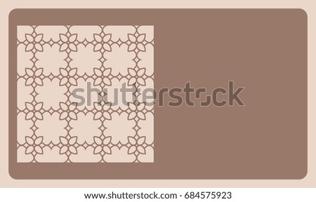 Cut out cards with lace pattern. Modern geometric card for laser cutting. Vector illustration. skin tone color