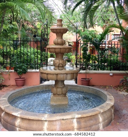Fountain in courtyard, Mexico Royalty-Free Stock Photo #684582412