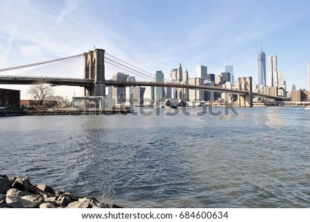 Brooklyn Bridge from DUMBO Royalty-Free Stock Photo #684600634