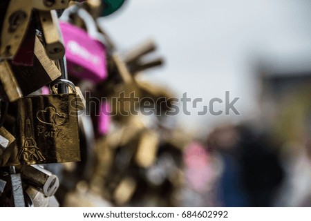 Love locks in the love fence in Paris