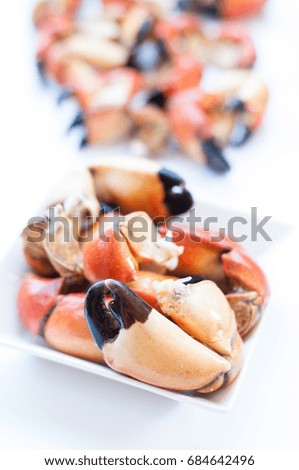 Boiled crab claw on white background