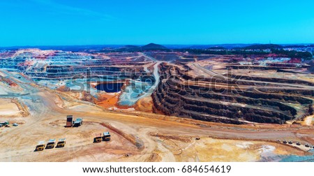 Copper mine open pit Atalaya Rio Tinto. Spain. Royalty-Free Stock Photo #684654619