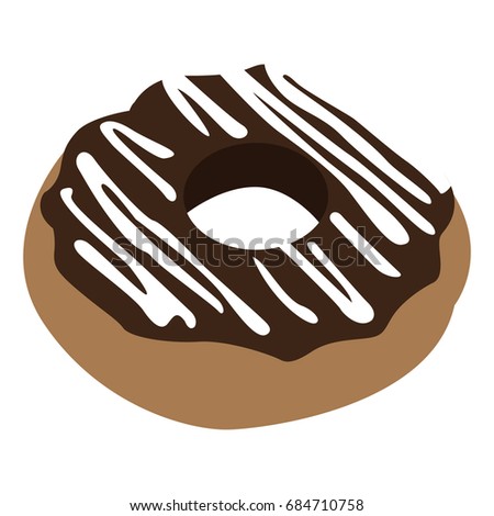 Isolated chocolate donut on a white background, Vector illustration
