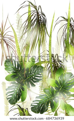 High resolution texture, background with tropical plant and leaf