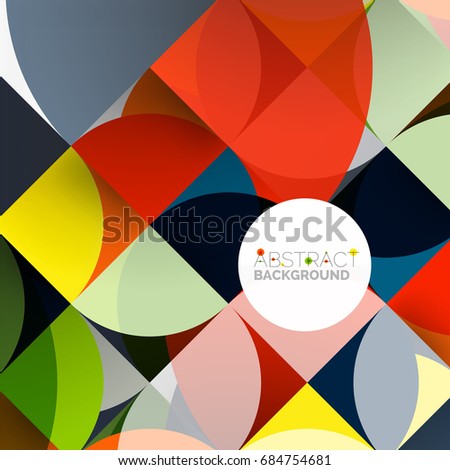 Cut paper circles, mosaic mix geometric pattern design. Business or technology presentation template, brochure or flyer layout, or geometric web banner