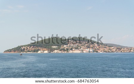 The Distant View of the Prince Islands (Buyukada Island) in the Sea of Marmara, Turkey 