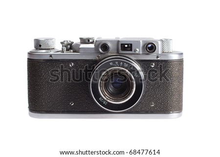 retro vintage rangefinder camera isolated on white background