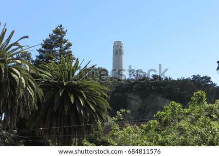 Coit Tower from Pier 39, SAn Francisco, California, USA