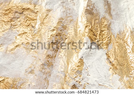 Modern White And Gold Brush Painted Background Texture, Unique Artistic Work Royalty-Free Stock Photo #684821473