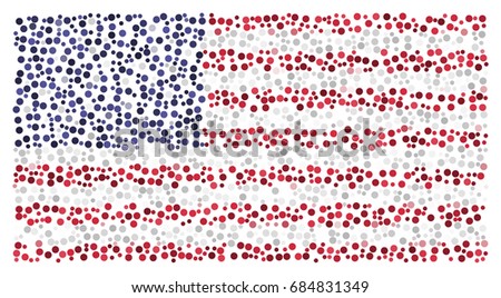 American flag - Flag of United States of America made of red, blue and white circles