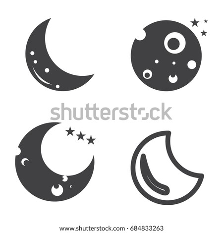 Set of moon icons on a white background, Vector illustration