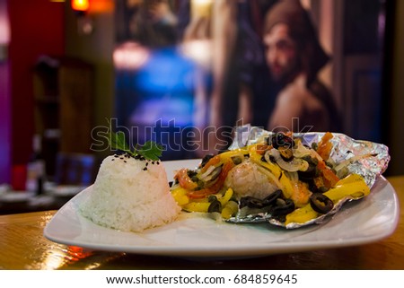 Fish papillote and vegetables