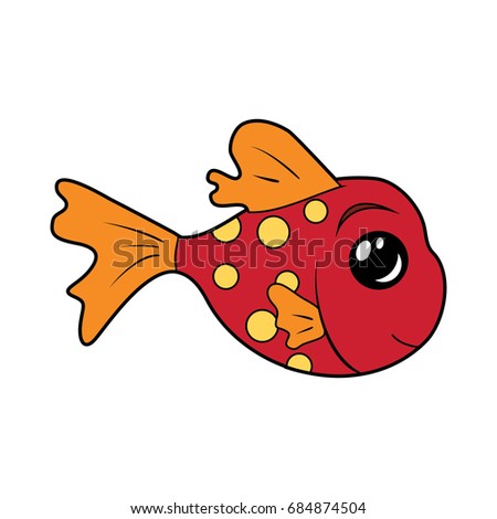 Coloring fish, children coloring activity. Vector illustration