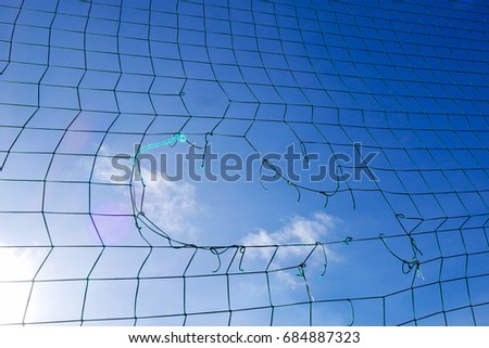 The net is outdor. Stadium in spring or summer