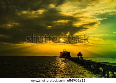 bridge sunset sea sky sun, ocean longexposure sunset sea sky seascape nature water sunrise.jittaphawan Temple.
