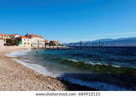 Cozy pebble beach in a small town on Brac island - Croatia