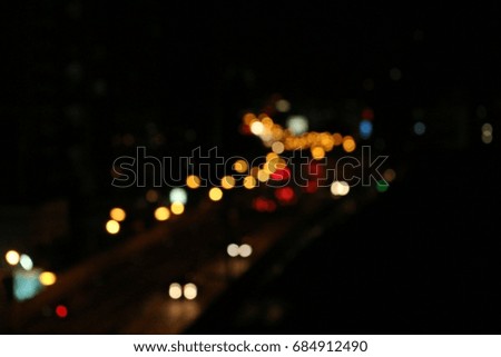 Bokeh pictures, car lights at night