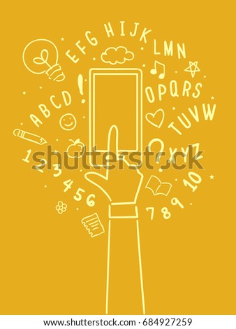 Illustration Featuring Numbers and Letters of the Alphabet Sprouting From a Mobile Phone After Being Pressed