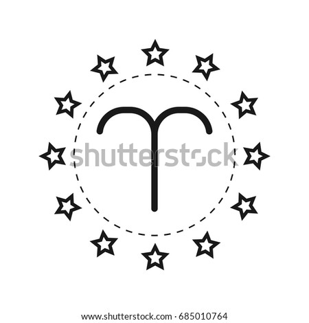 Aries. Sign of the zodiac. Flat symbol horoscope and predictions. Vector object