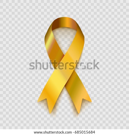 Stock vector illustration gold ribbon isolated on a transparent checkered background. EPS10