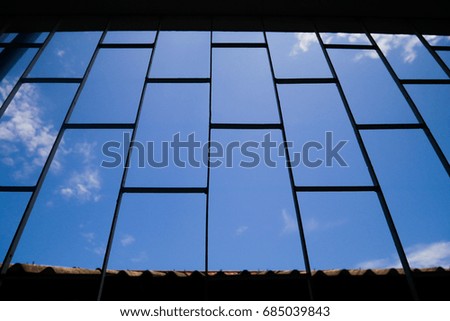 The steel cage with blue sky,Look at Sky from jail,No freedom