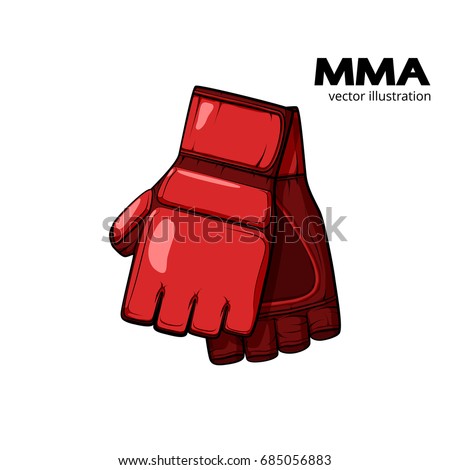 Red hand drawn mma gloves. Flat vector illustration isolated on white Royalty-Free Stock Photo #685056883