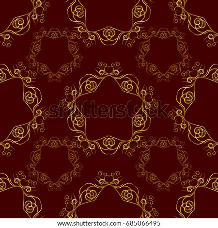 Seamless pattern with baroque ornamental elements on bright background. Vector illustration for web or print design, can be used for fabric, invitations, wallpapers, scrap-booking.