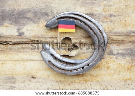 horseshoe, heart and flag