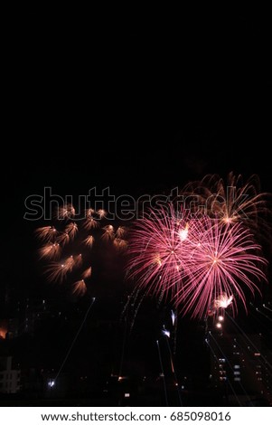 Japanese traditional fireworks festival in Atami, Izu.