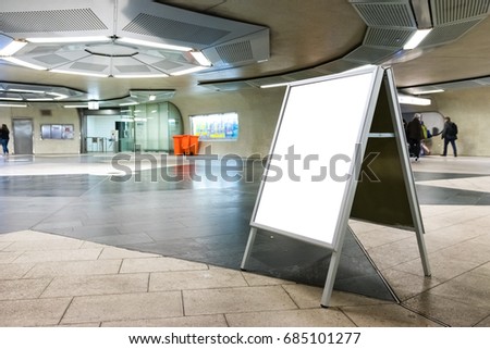 Blank Underground Subway Advertisement Empty Space Indoors Interior Cafe Folding Sign