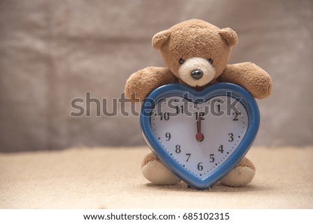 Teddy Bear with Brown Time, Brown Background Scene