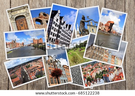 Gdansk, Poland - postcard collage. Landmark photo collection.