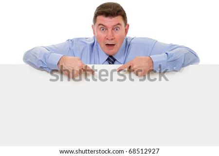 Man with billboard on white background