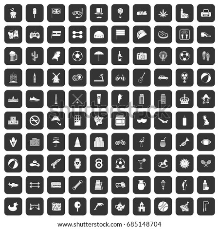 100 ball icons set black