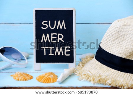 SUMMER TIME text on blackboard.concept Welcome SUMMER