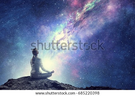 Yoga as physical and spiritual therapy . Mixed media Royalty-Free Stock Photo #685220398
