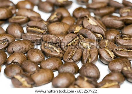 Isolated coffee beans on white backrounds