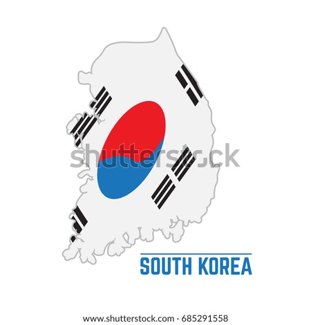 Flag and map of South Korea, Vector illustration