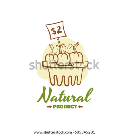 Natural product. Vector illustration of color emblem of organic natural fresh products