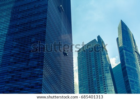 Views of the skyscrapers of business district of the metropolis.