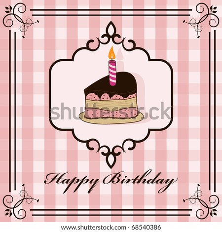 Vector picture with birthday cake