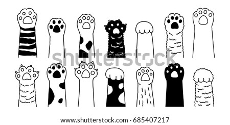 Cat paw. dog paw. cat breed vector doodle illustration